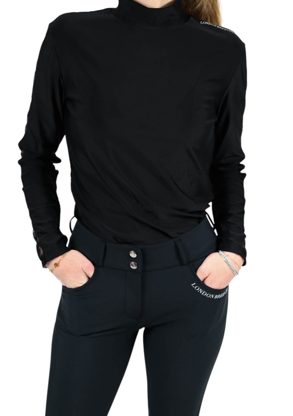 The 'Raven' Long Sleeve Turtleneck Mesh V | Black